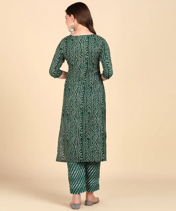 Green_Cotton_Printed_Kurti_With_Pant_For_Women