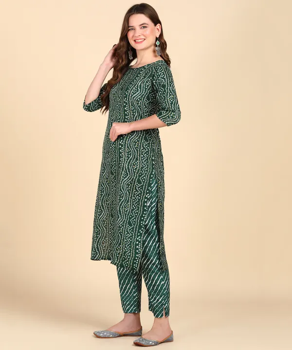 Green_Cotton_Printed_Kurti_With_Pant_For_Women