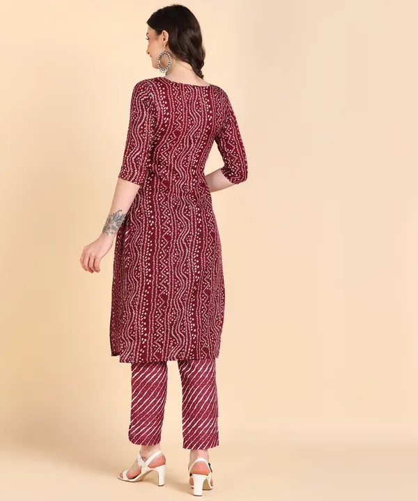 Maroon_Cotton_Printed_Kurti_With_Pant_For_Women