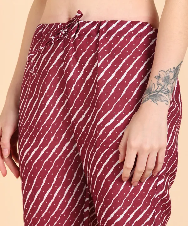 Maroon_Cotton_Printed_Kurti_With_Pant_For_Women