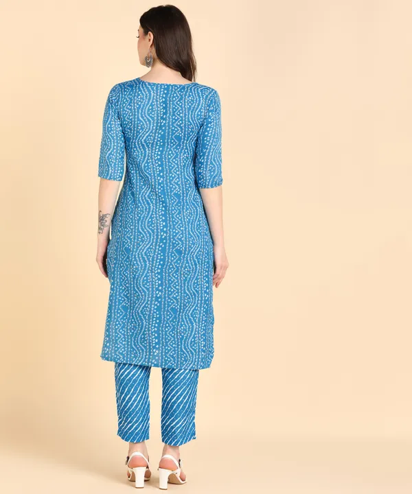 Sky_Blue_Cotton_Printed_Kurti_With_Pant_For_Women