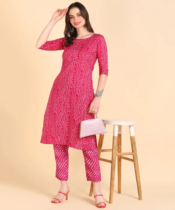 Pink_Cotton_Printed_Kurti_With_Pant_For_Women