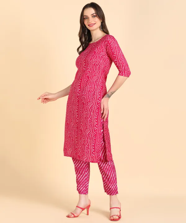 Pink_Cotton_Printed_Kurti_With_Pant_For_Women