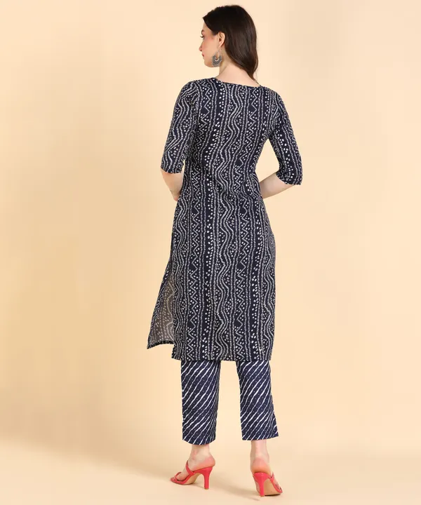 Navy_Blue_Cotton_Printed_Kurti_With_Pant_For_Women