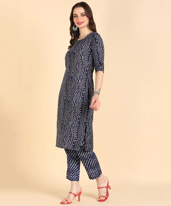 Navy_Blue_Cotton_Printed_Kurti_With_Pant_For_Women