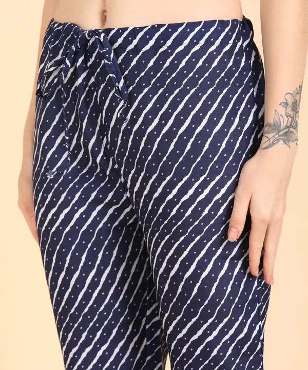 Navy_Blue_Cotton_Printed_Kurti_With_Pant_For_Women