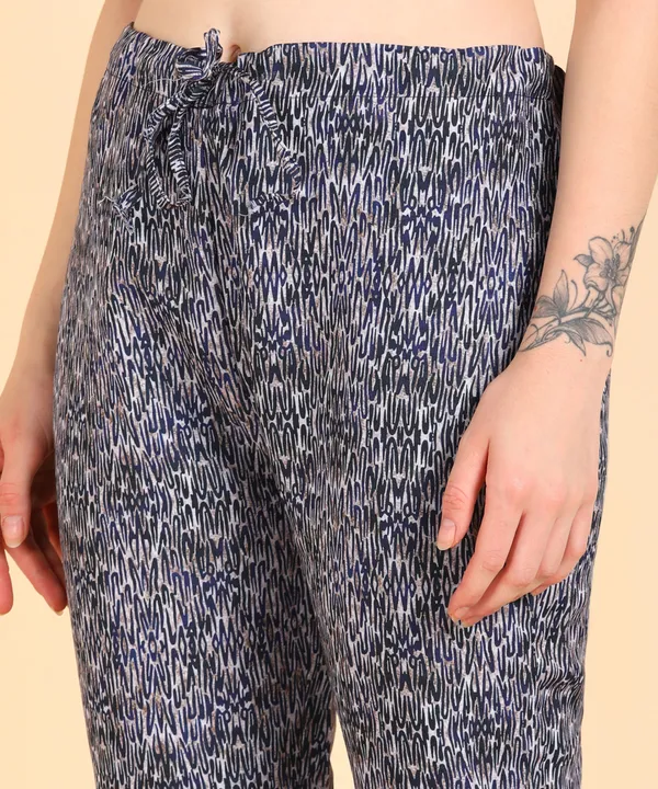 Navy_Blue_Cotton_Printed_Kurti_With_Pant_For_Women