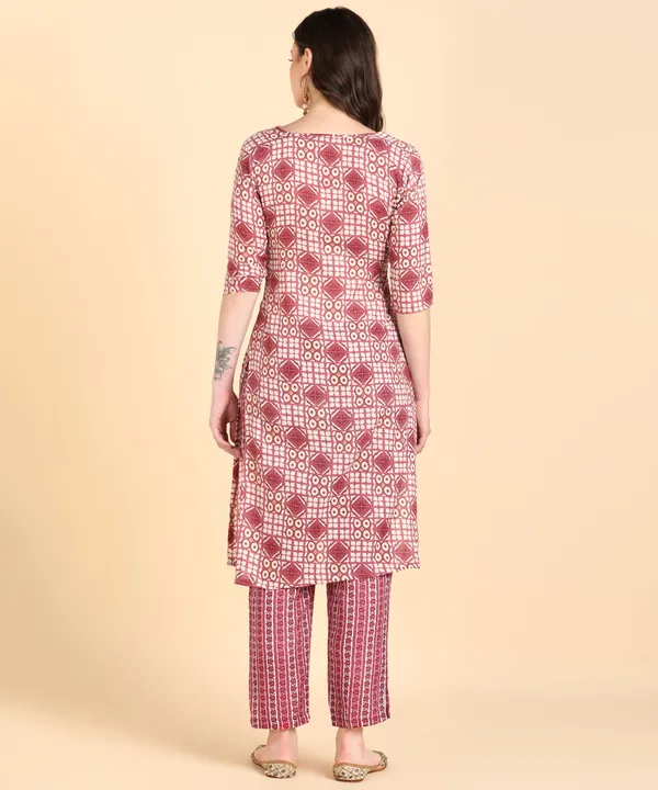 Peach_Cotton_Printed_Kurti_With_Pant_For_Women