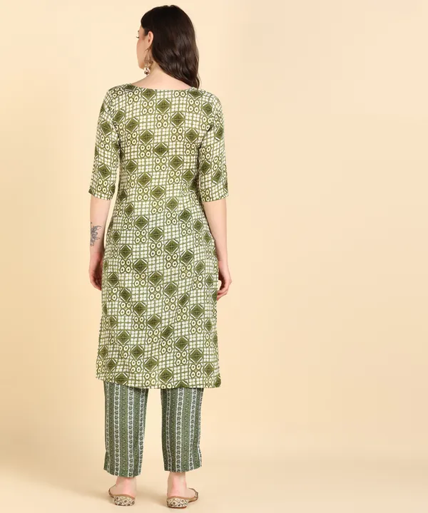 Olive_Cotton_Printed_Kurti_With_Pant_For_Women