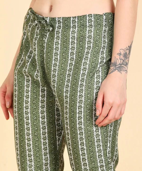Olive_Cotton_Printed_Kurti_With_Pant_For_Women