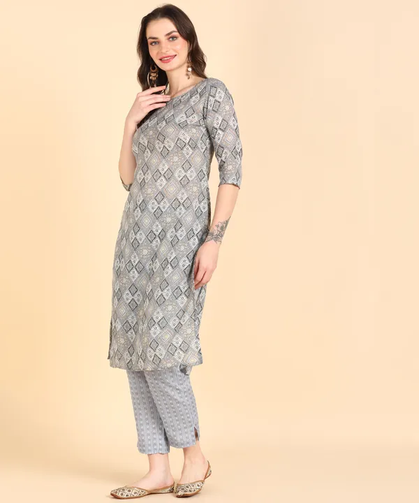 Grey_Cotton_Printed_Kurti_With_Pant_For_Women