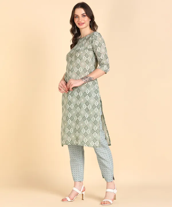 Light_Green_Cotton_Printed_Kurti_With_Pant_For_Women