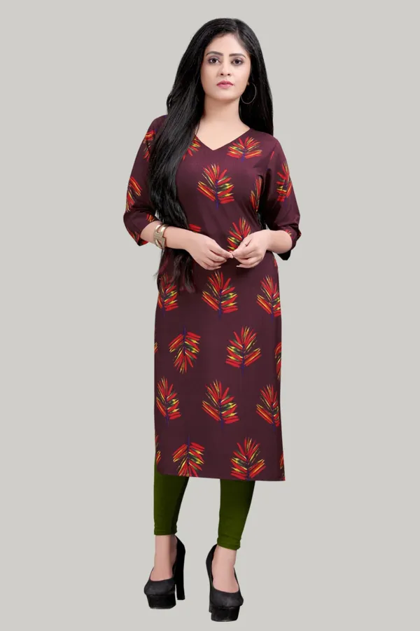 Maroon_Women_Printed_Straight_Kurti
