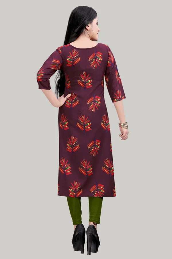 Maroon_Women_Printed_Straight_Kurti
