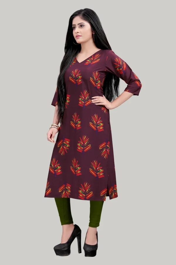 Maroon_Women_Printed_Straight_Kurti