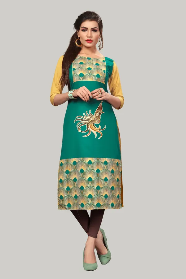 Green_Women_Printed_Straight_Kurti