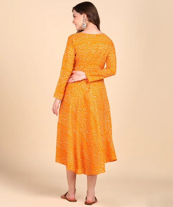 Yellow_Cotton_Printed_Round_Kurti_For_Women