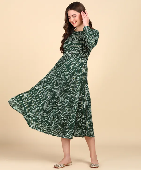 Green_Cotton_Printed_Round_Kurti_For_Women