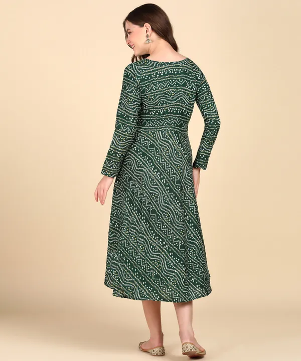 Green_Cotton_Printed_Round_Kurti_For_Women
