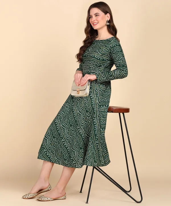 Green_Cotton_Printed_Round_Kurti_For_Women