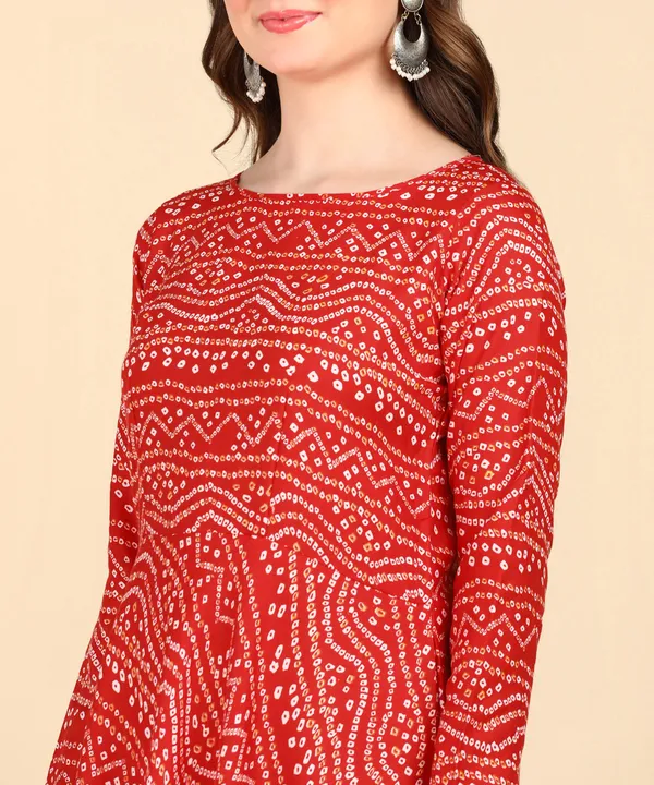 Red_Cotton_Printed_Round_Kurti_For_Women