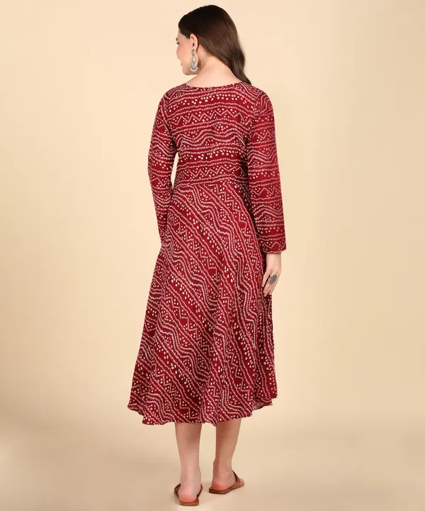 Maroon_Cotton_Printed_Round_Kurti_For_Women