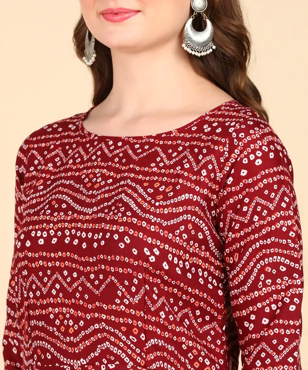 Maroon_Cotton_Printed_Round_Kurti_For_Women