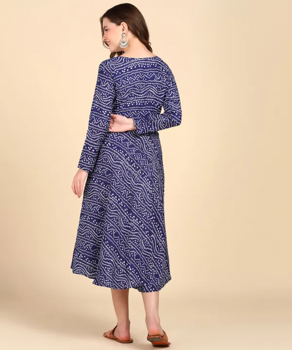 Blue_Cotton_Printed_Round_Kurti_For_Women