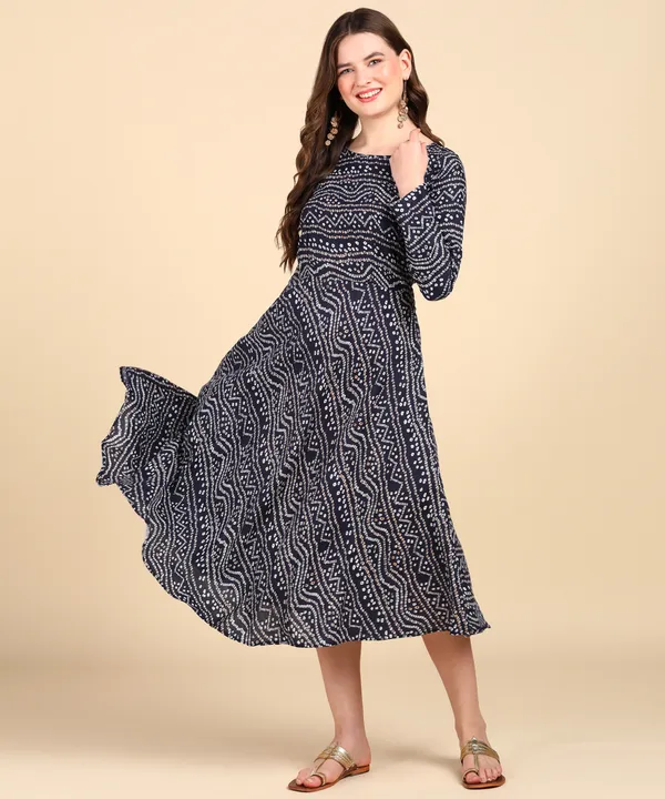Navy_Blue_Cotton_Printed_Round_Kurti_For_Women