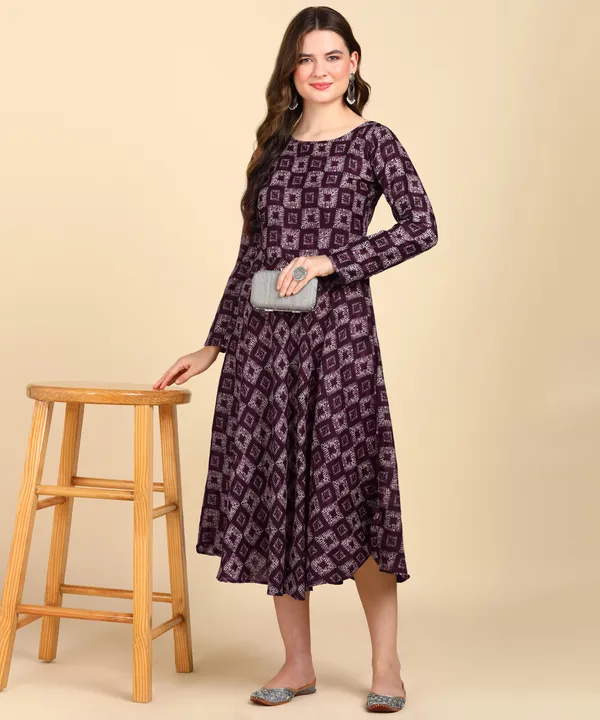 Purple_Cotton_Printed_Round_Kurti_For_Women