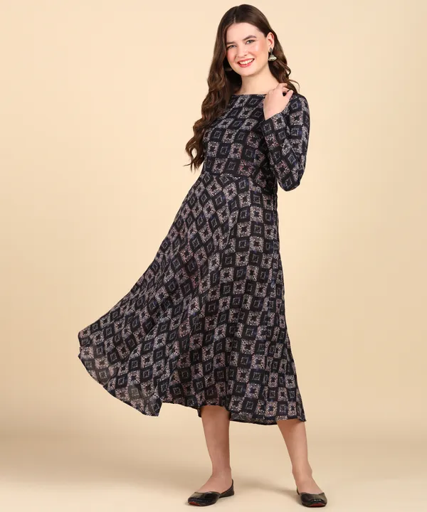 Navy_Blue_Cotton_Printed_Round_Kurti_For_Women
