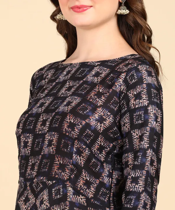 Navy_Blue_Cotton_Printed_Round_Kurti_For_Women