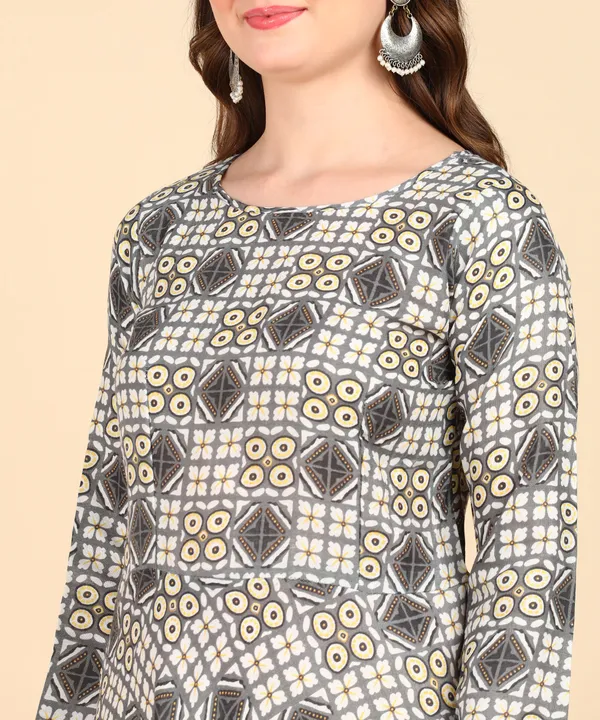 Grey_Cotton_Printed_Round_Kurti_For_Women