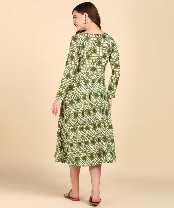 Olive_Cotton_Printed_Round_Kurti_For_Women