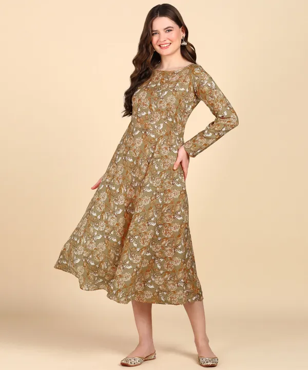 Light_Brown_Cotton_Printed_Round_Kurti_For_Women
