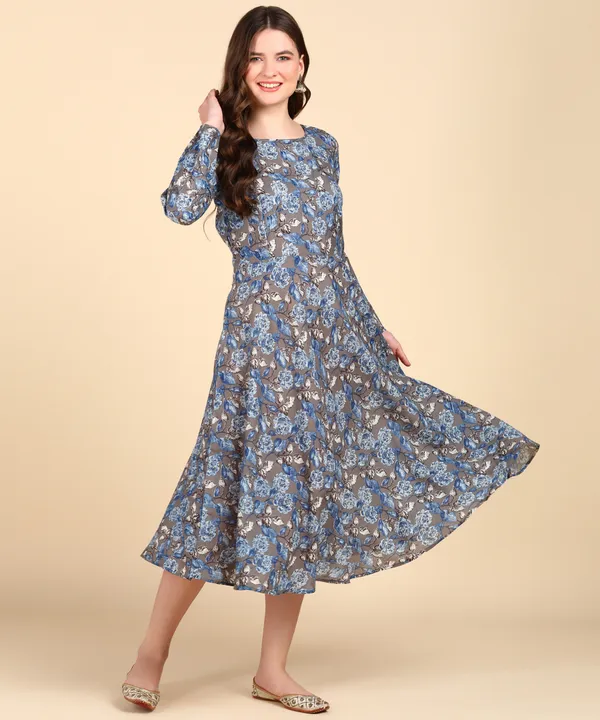 Blue_Cotton_Printed_Round_Kurti_For_Women