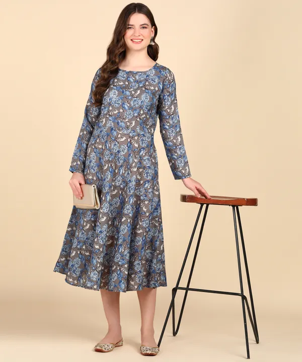 Blue_Cotton_Printed_Round_Kurti_For_Women