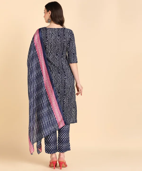 Navy_Blue_Cotton_Printed_Kurti_Pant_With_Dupatta_Set