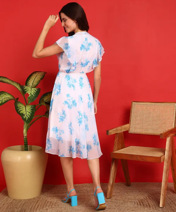 Blue_Flared_Western_Printed_Dress