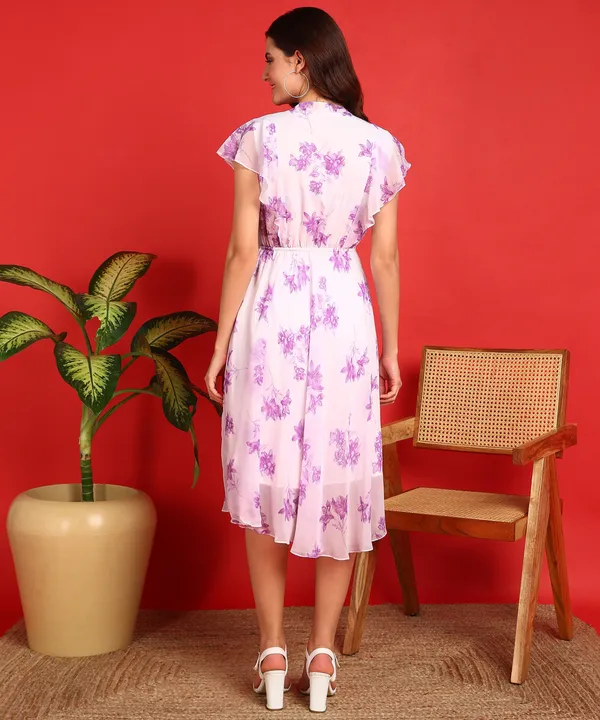 Purple_Flared_Western_Printed_Dress