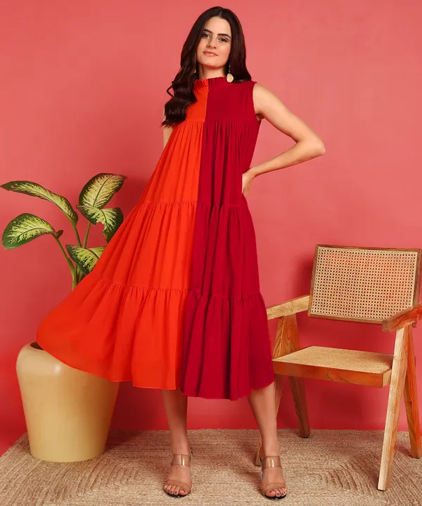 Orange_Pink_&_Orange_Gatherd_Dress