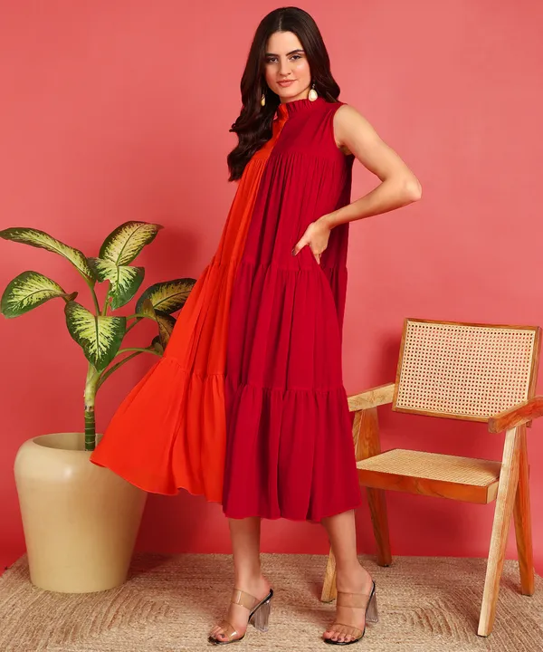 Orange_Pink_&_Orange_Gatherd_Dress