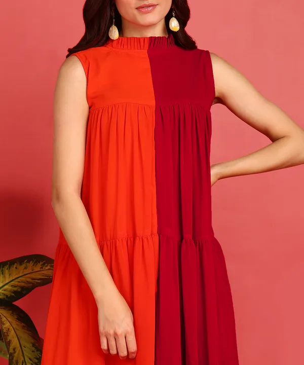 Orange_Pink_&_Orange_Gatherd_Dress