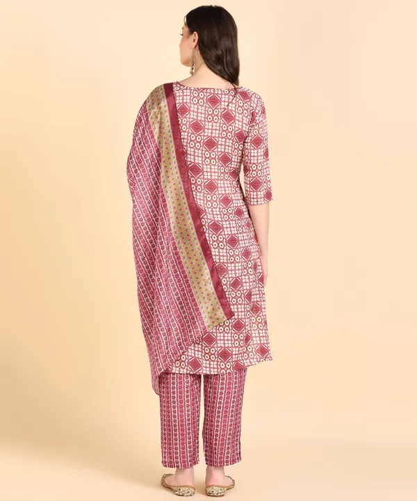 Peach_Cotton_Printed_Kurti_Pant_With_Dupatta_Set