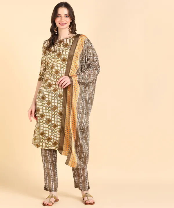 Multicolor_Cotton_Printed_Kurti_Pant_With_Dupatta_Set