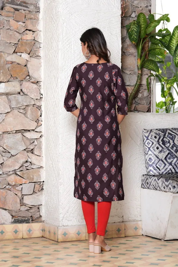 Maroon_Women_Printed_Straight_Kurti