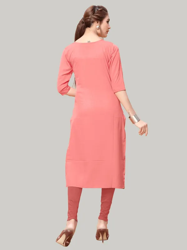 Peach_Women_Printed_Straight_Kurti