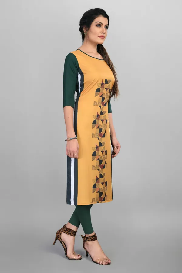 Mustard_Women_Printed_Straight_Kurti