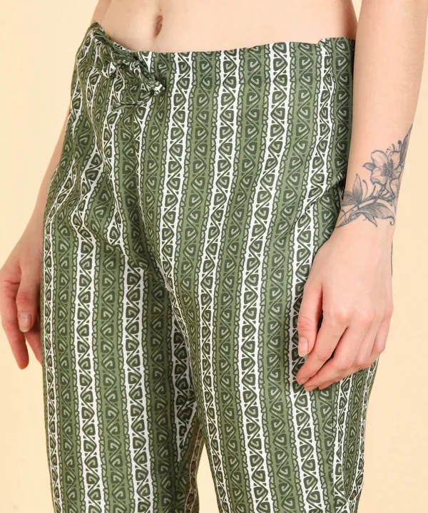 Olive_Cotton_Printed_Kurti_Pant_With_Dupatta_Set