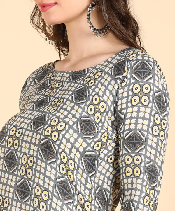 Grey_Cotton_Printed_Kurti_Pant_With_Dupatta_Set